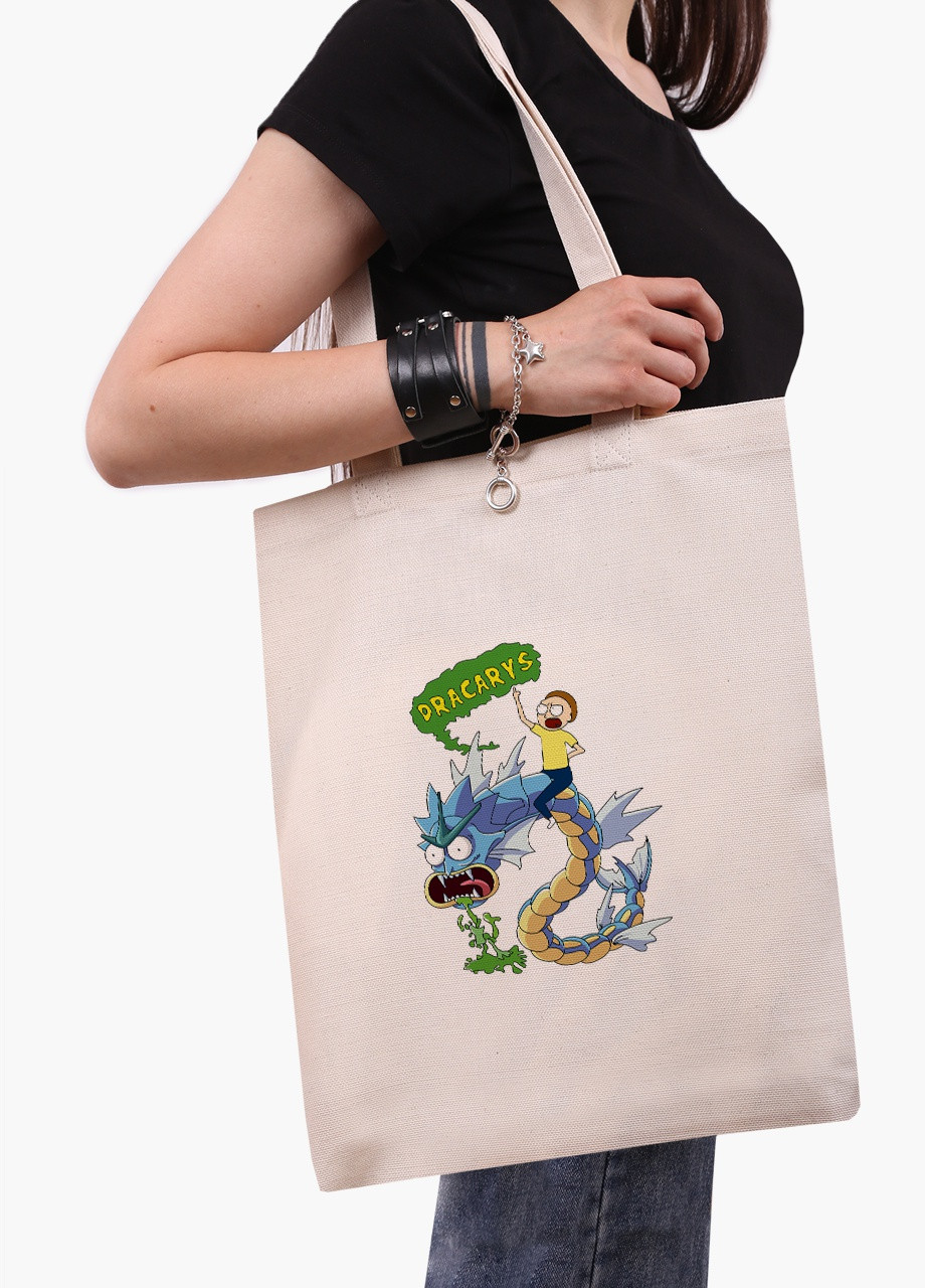 Эко сумка шоппер белая Рик и Морти (Dracarys Rick and Morty) (9227-2083-WT) Еко сумка шоппер біла 41*35 см MobiPrint (215977468)