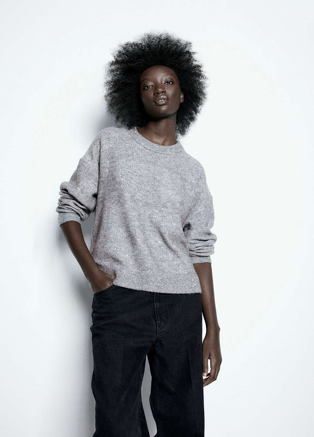 Серый зимний свитер H&M