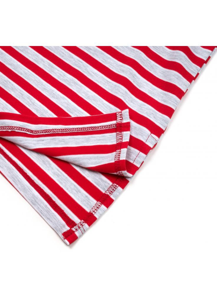 Червона футболка в смужку з топом (12358-134g-red) Breeze (205773413)