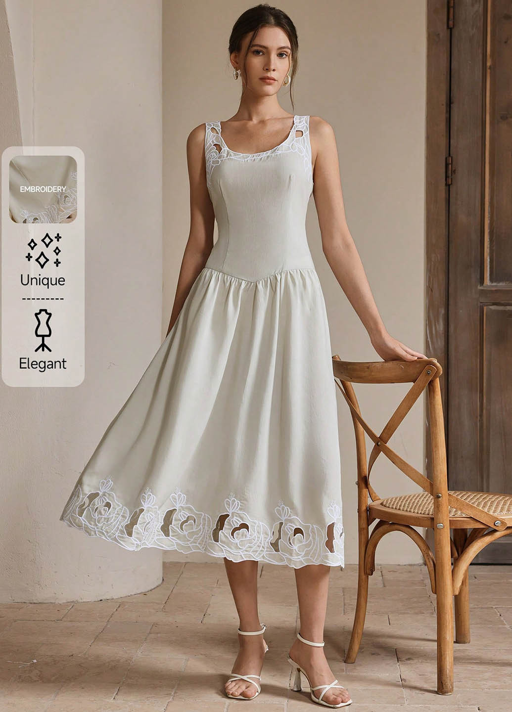 Світло-сіра кежуал сукня SHEIN однотонна