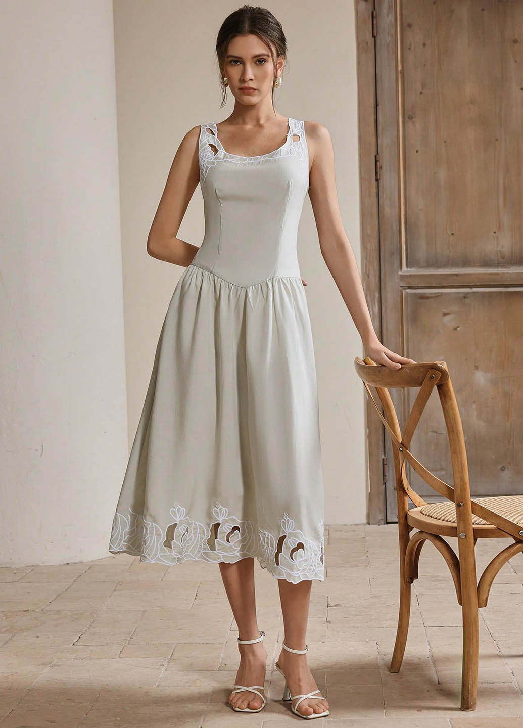 Світло-сіра кежуал сукня SHEIN однотонна