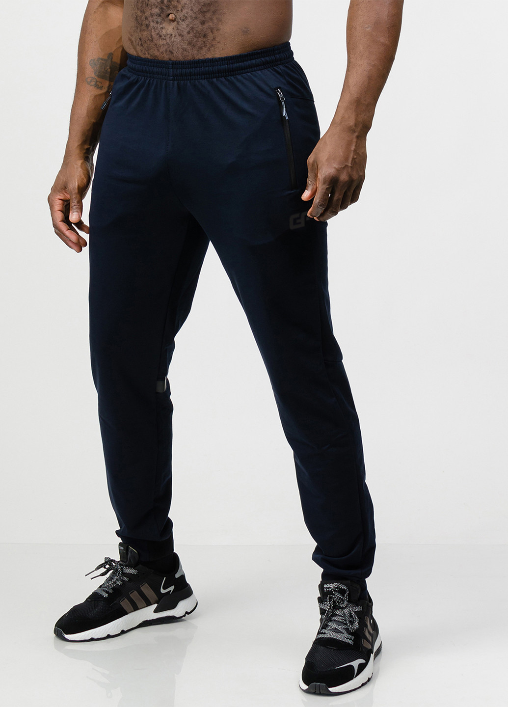 Темно-синие спортивные демисезонные зауженные брюки Go Fitness