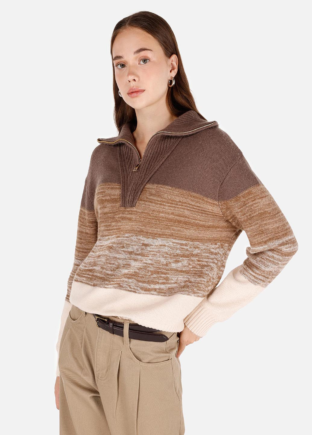 Кофейный демисезонный пуловер пуловер Colin's