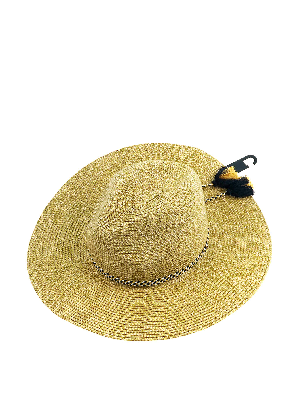 Шляпа C&A широкополая однотонная бежевая кэжуал солома, полиэстер