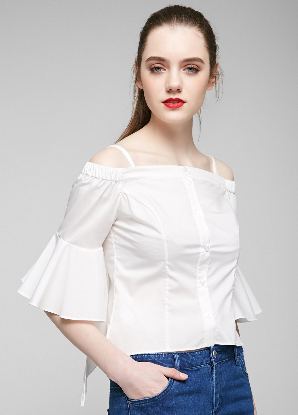 Белая летняя блуза Only