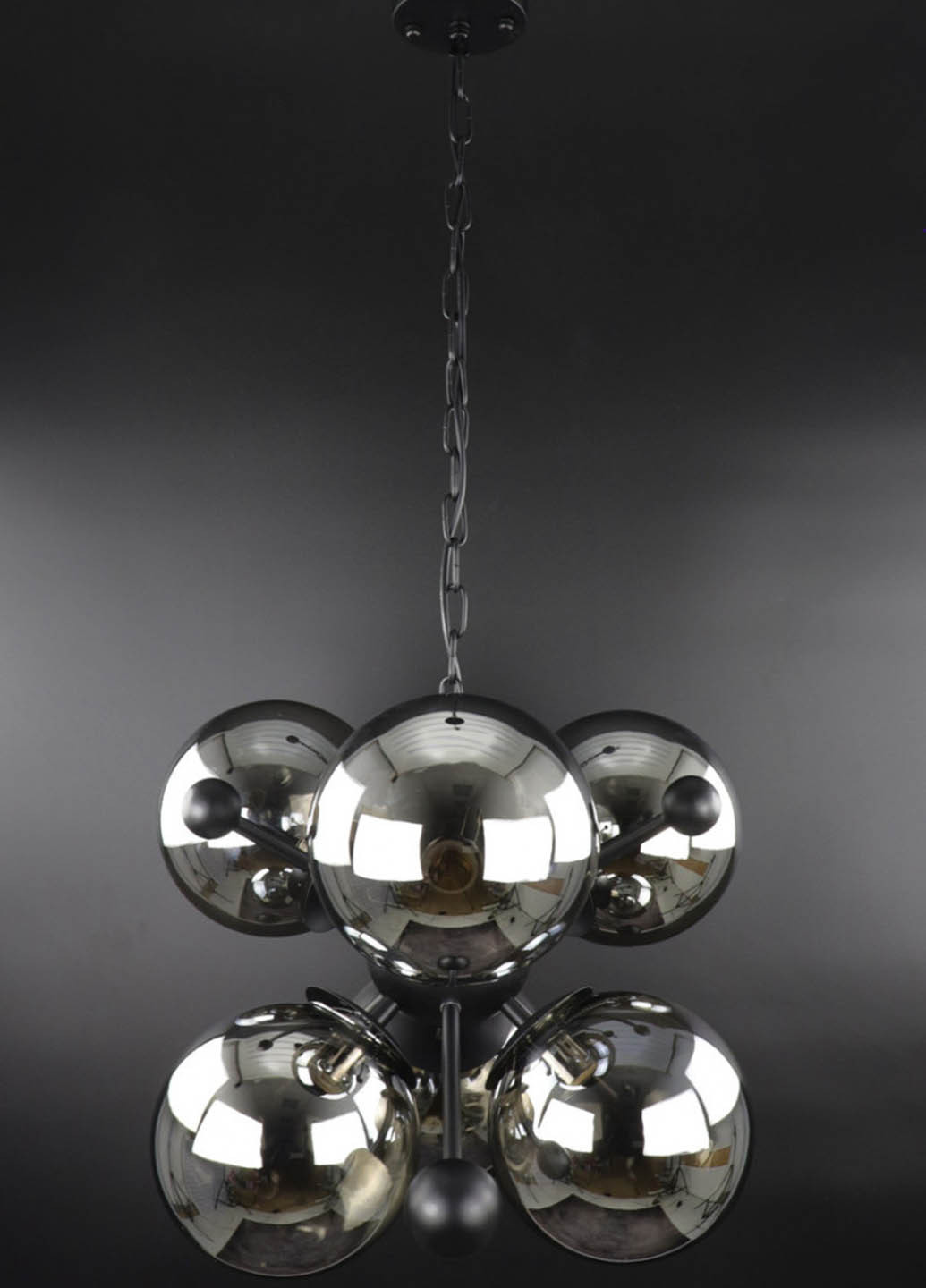 Люстра стельова підвісна в стилі LOFT (лофт) 0666/6-gr Чорний 50х48х48 см. Handmade (234537478)