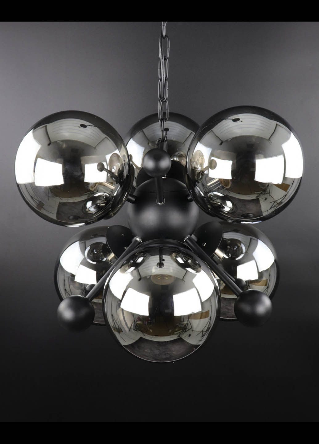 Люстра стельова підвісна в стилі LOFT (лофт) 0666/6-gr Чорний 50х48х48 см. Handmade (234537478)