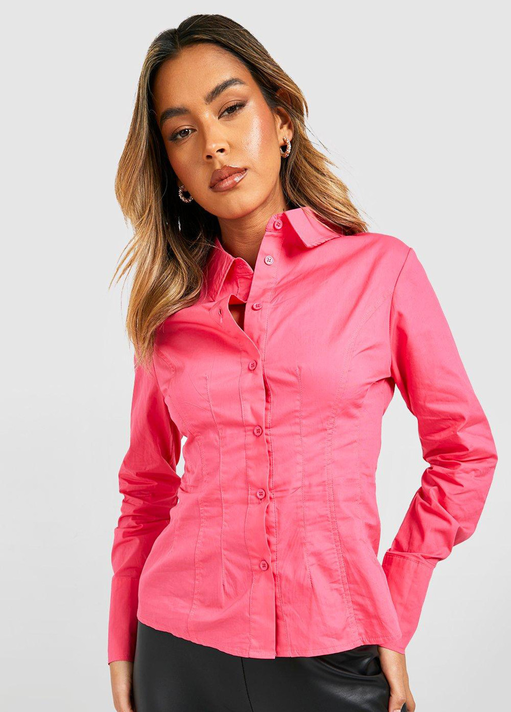 Розовая кэжуал рубашка однотонная Boohoo