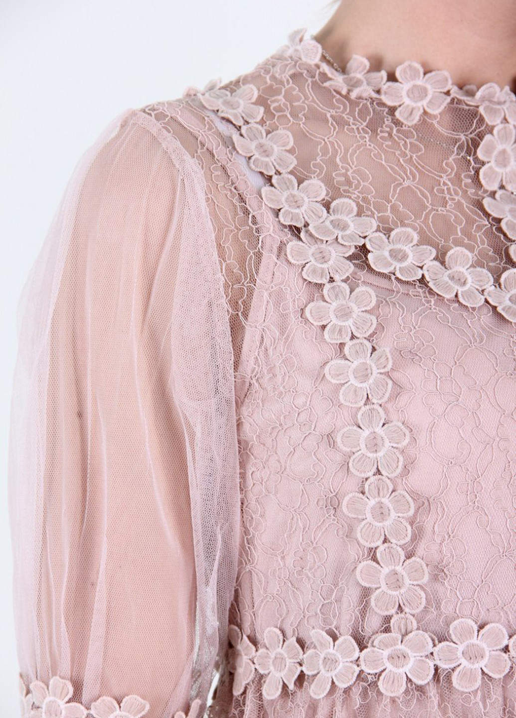 Бледно-розовое кэжуал платье Ladies Fasfion с цветочным принтом