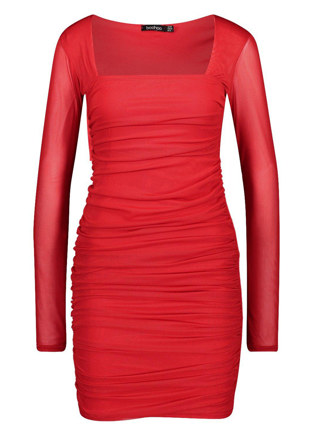 Красное коктейльное платье футляр Boohoo однотонное