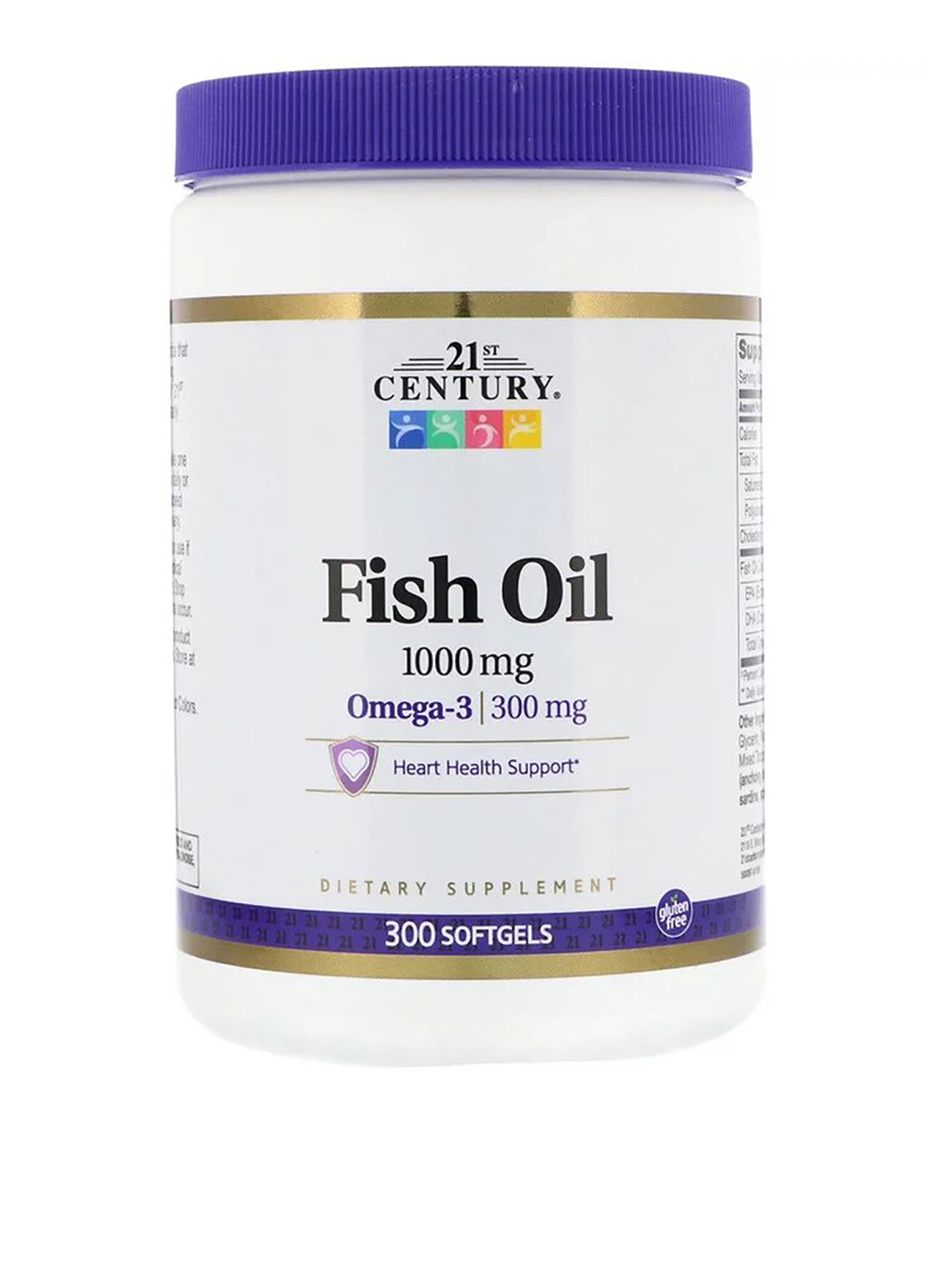 Рыбий жир, Омега-3 (300 желатиновых капсул), 1000 мг 21st Century (251206220)