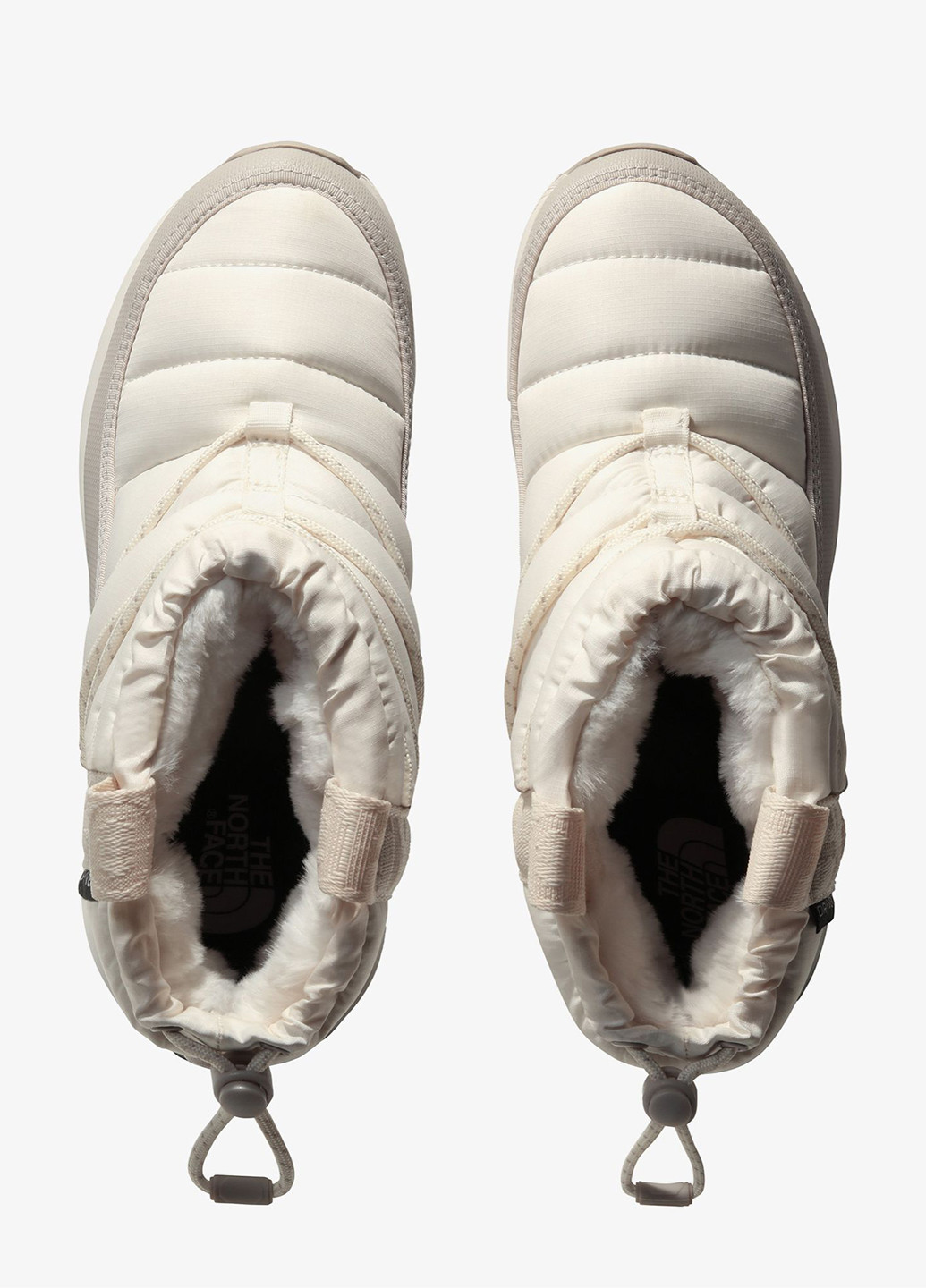 Светло-бежевые дутики The North Face со шнуровкой, с логотипом