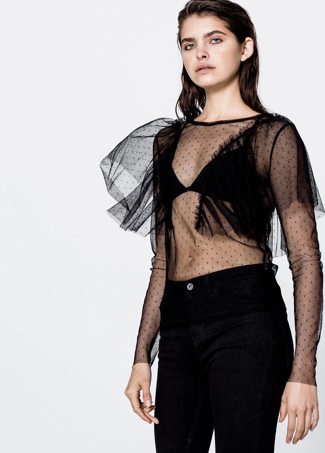 Чорна блуза Pull & Bear