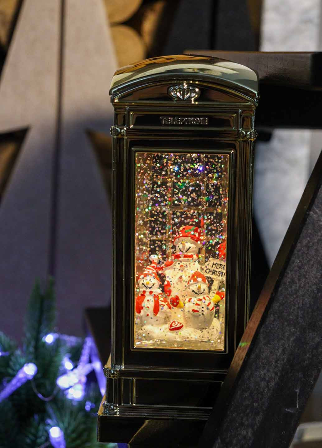 Ліхтар Телефонна будка із Сніговиками, 21х9,5 см Flame (366725839)