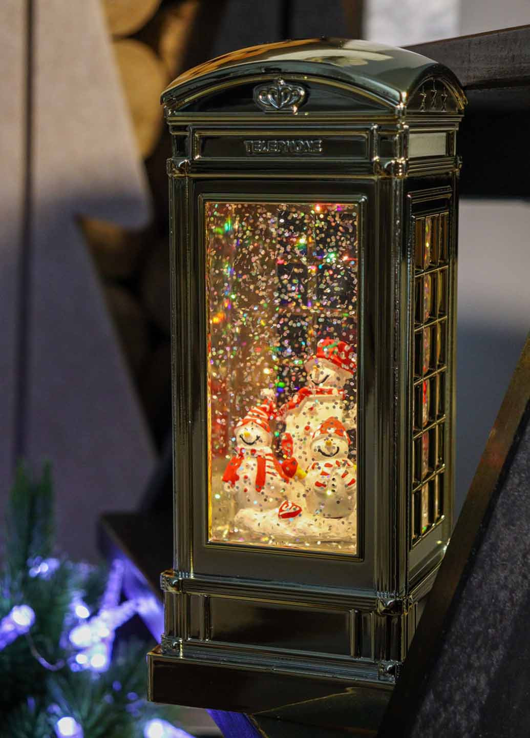 Ліхтар Телефонна будка із Сніговиками, 21х9,5 см Flame (366725839)