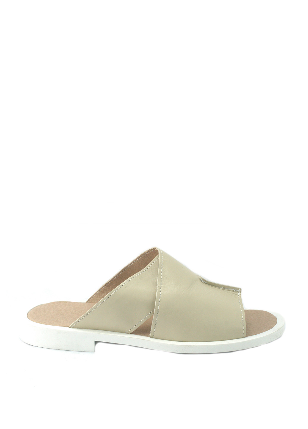 Бежевые шлепанцы Mila с белой подошвой