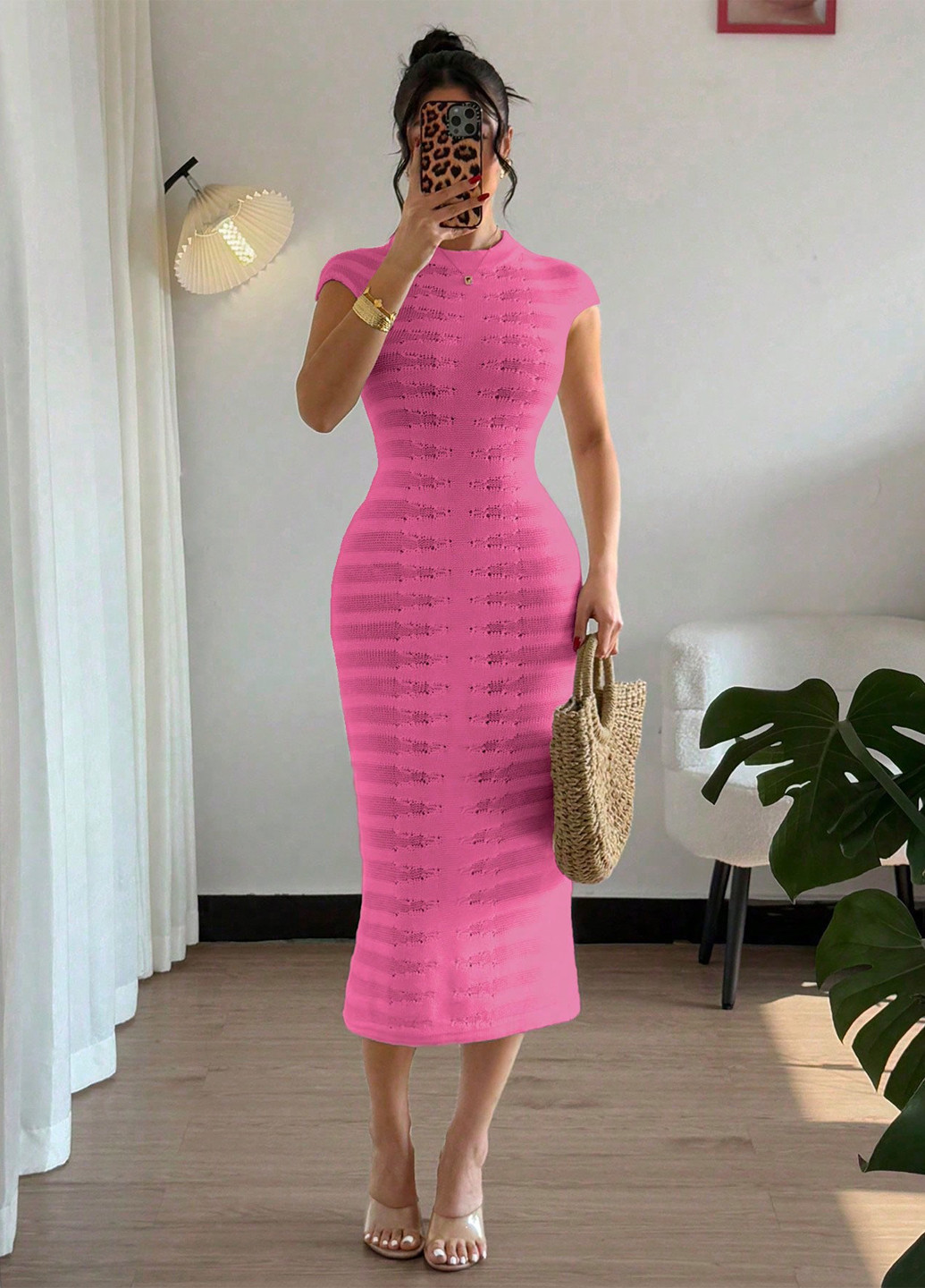 Рожева кежуал сукня силуетна SHEIN однотонна