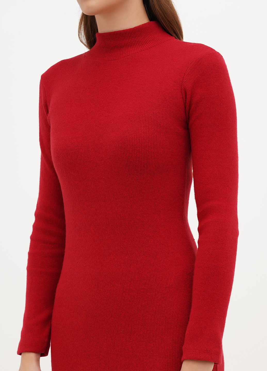 Вишнева кежуал сукня сукня-водолазка Mercan однотонна