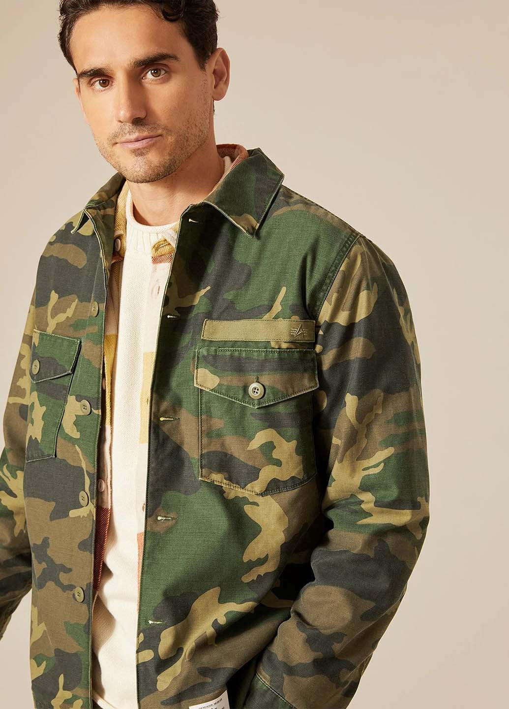 Зелена демісезонна куртка-сорочка Alpha Industries