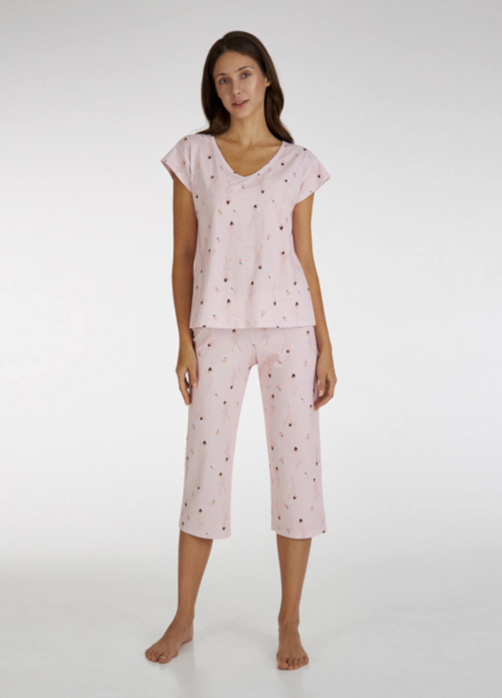 Светло-розовая всесезон пижама (футболка, капри) футболка + капри Ellen