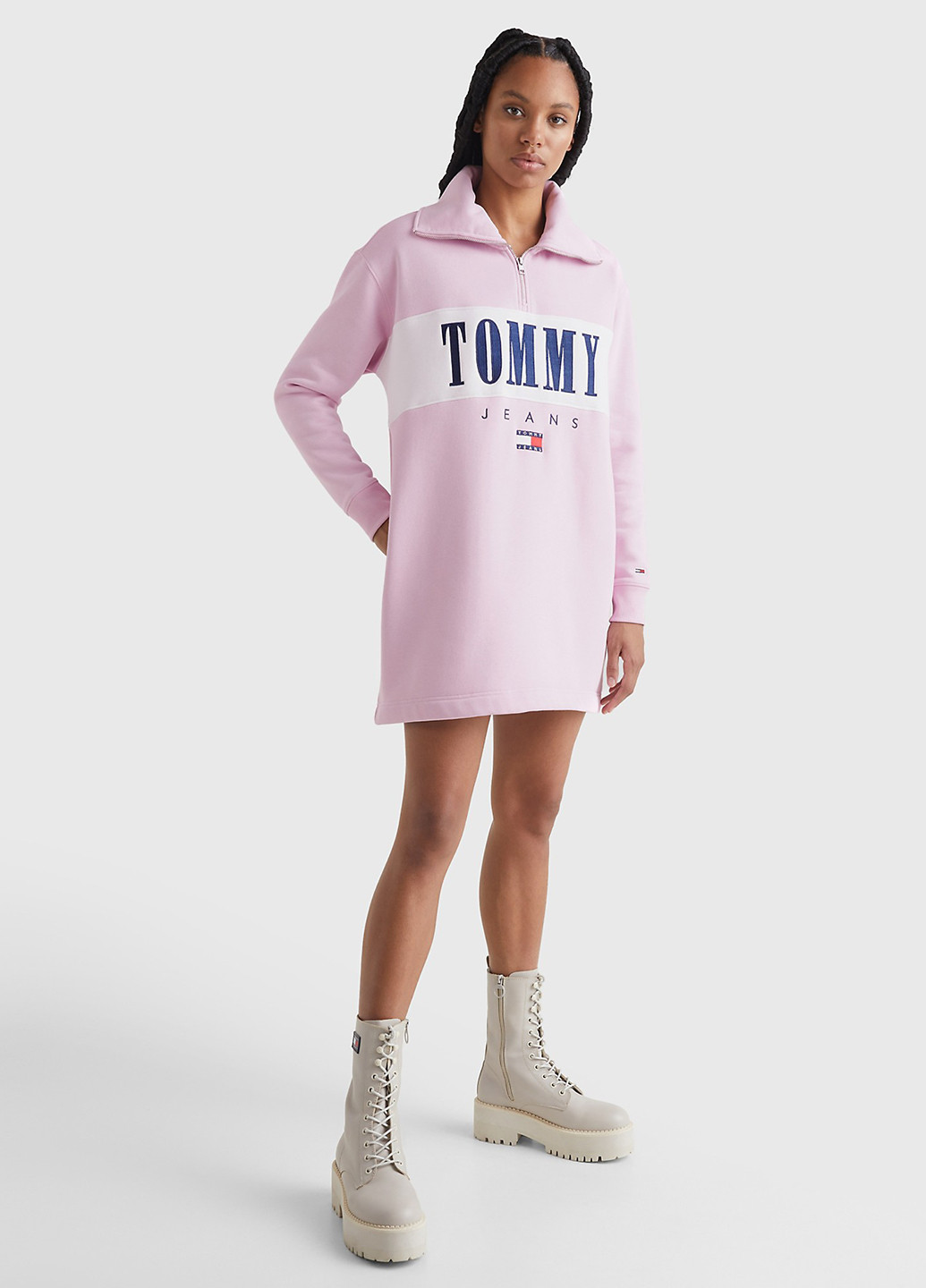 Розовое кэжуал платье платье-свитшот Tommy Hilfiger с логотипом