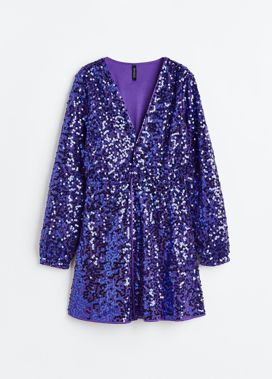 Фиолетовое вечернее платье а-силуэт, на запах H&M меланжевое