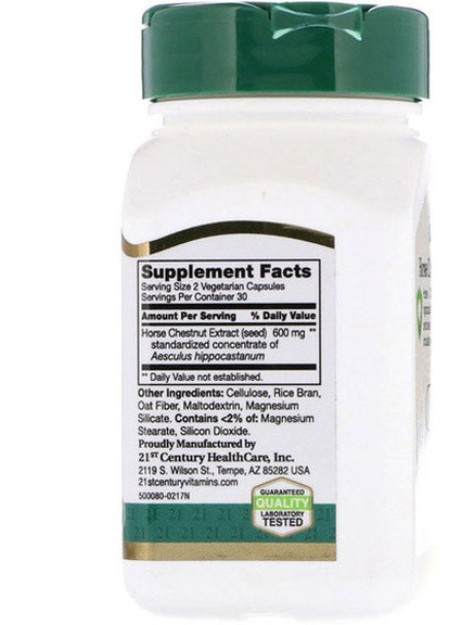 Horse Chestnut Seed Extract Standardized 60 Veg Caps CEN-21781 21st Century (256380182)