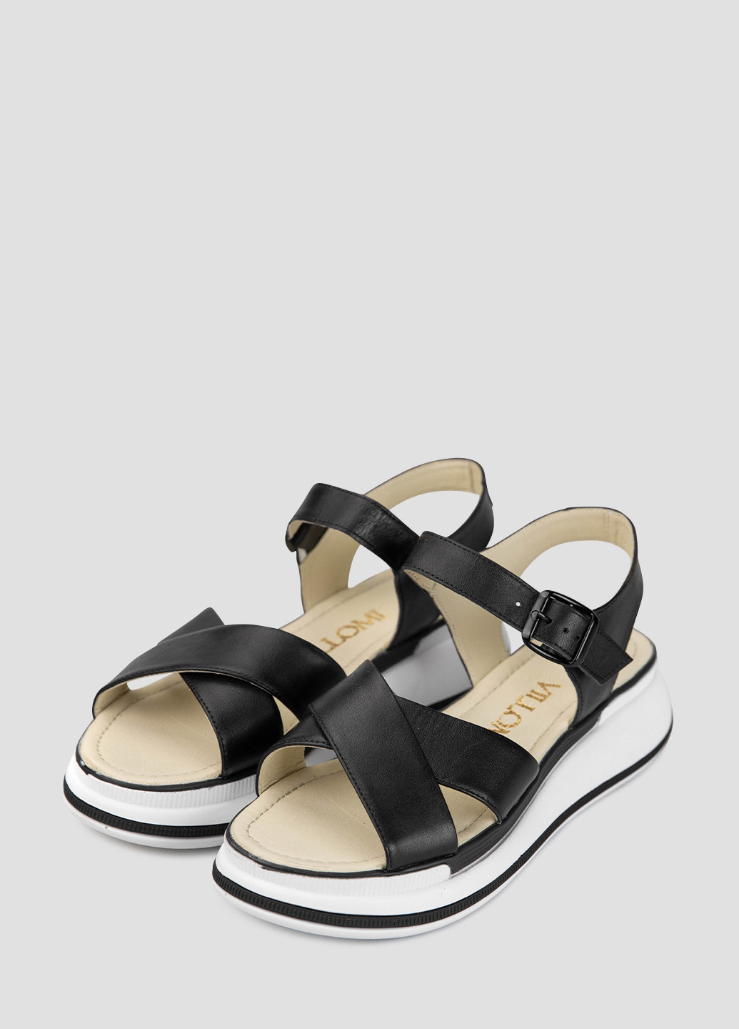 Черные босоножки vm villomi с ремешком с белой подошвой