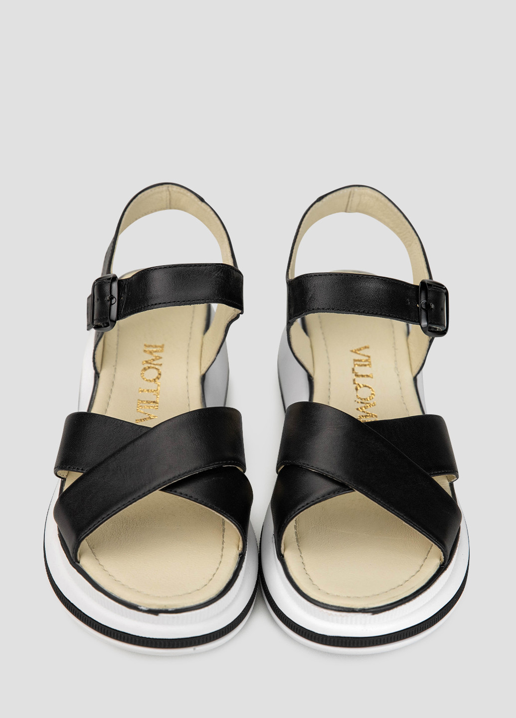 Черные босоножки vm villomi с ремешком с белой подошвой