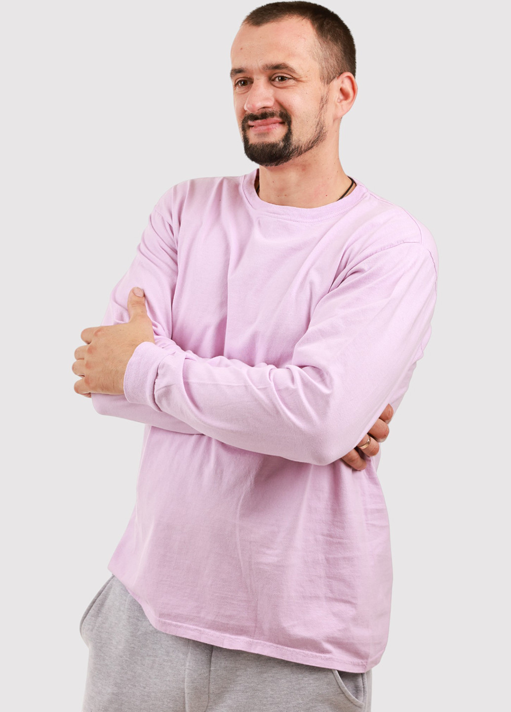 Лонгслів Blue 84 однотонний світло-рожевий кежуали трикотаж, бавовна