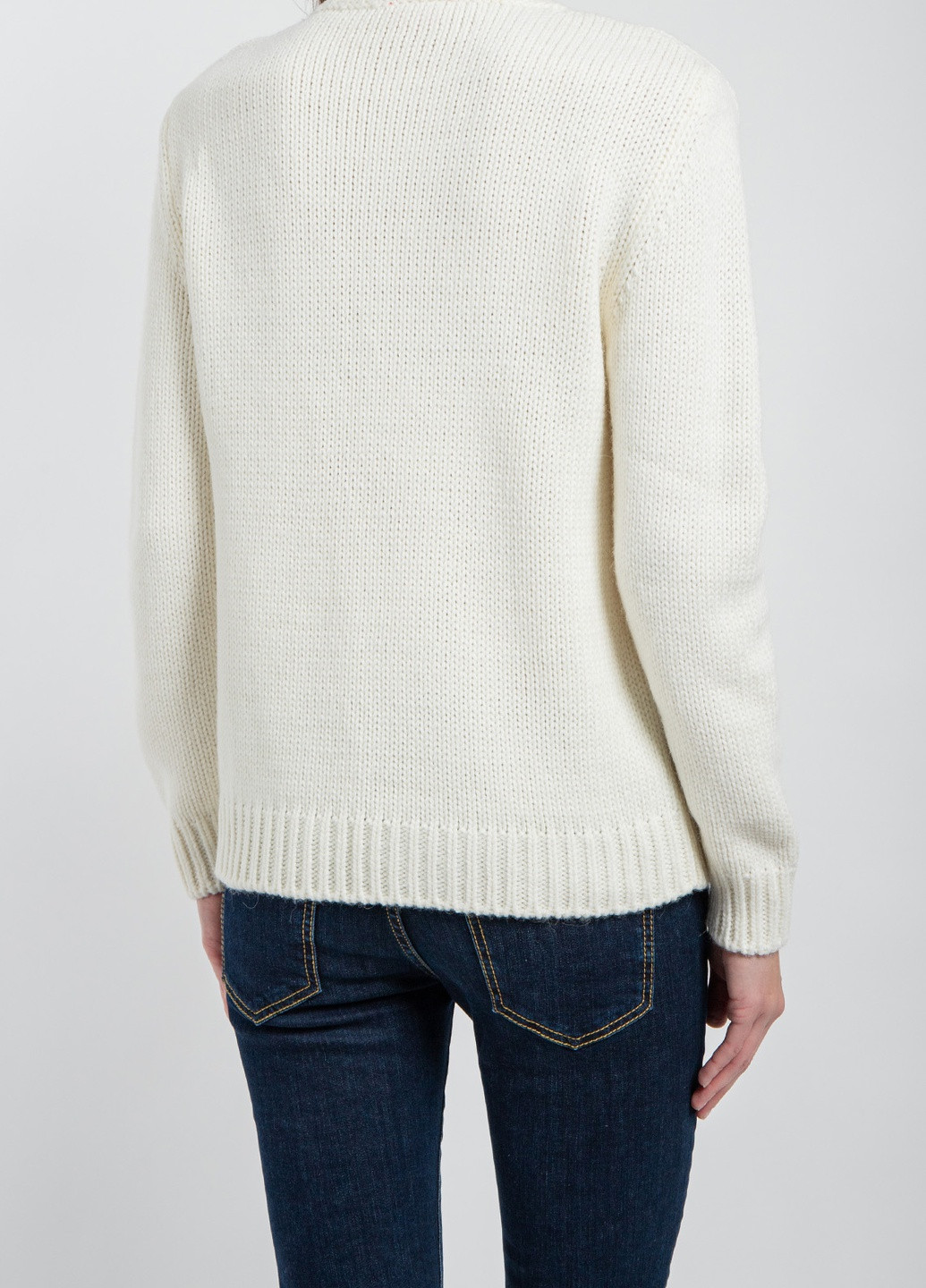 Белый демисезонный белый шерстяной свитер с логотипом Supreme Spain