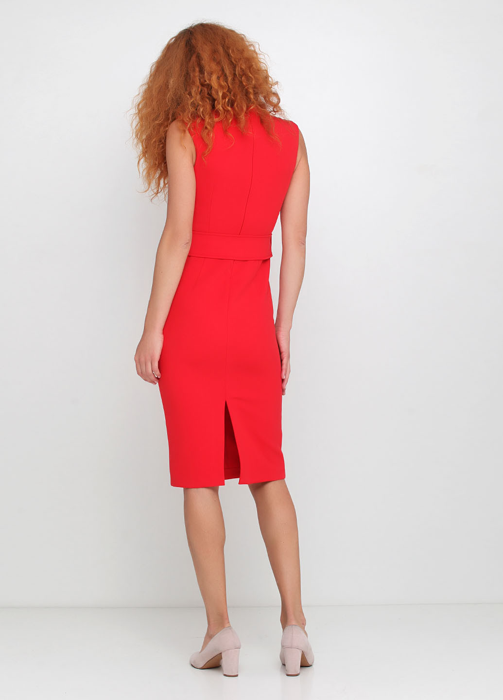 Красное деловое платье платье-футболка No Brand однотонное