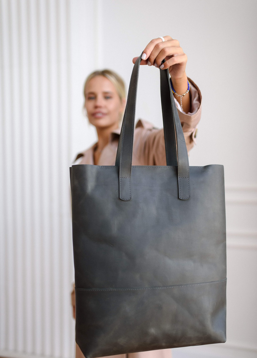 Классическая женская сумка шоппер ручной работы из натуральной винтажной кожи зеленого цвета Boorbon (253342360)