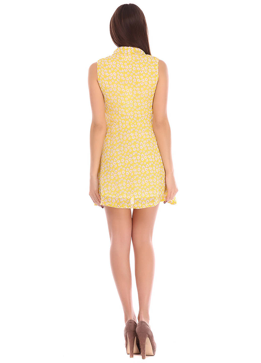 Желтое кэжуал платье LTB с цветочным принтом