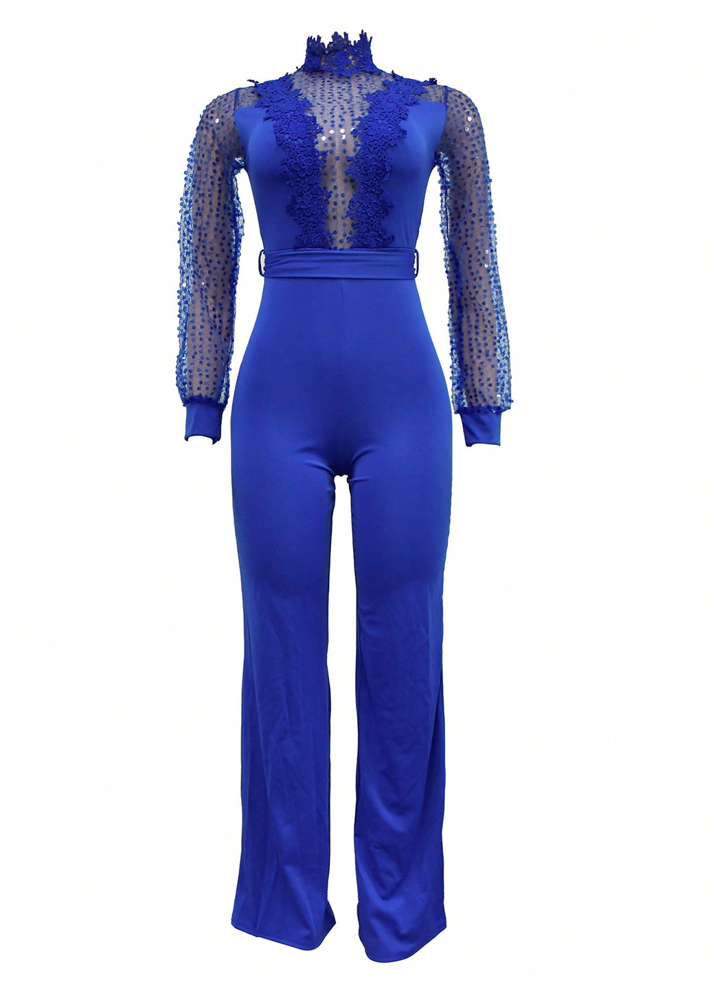 Комбінезон SHEIN комбінезон-брюки однотонний синій святковий поліестер