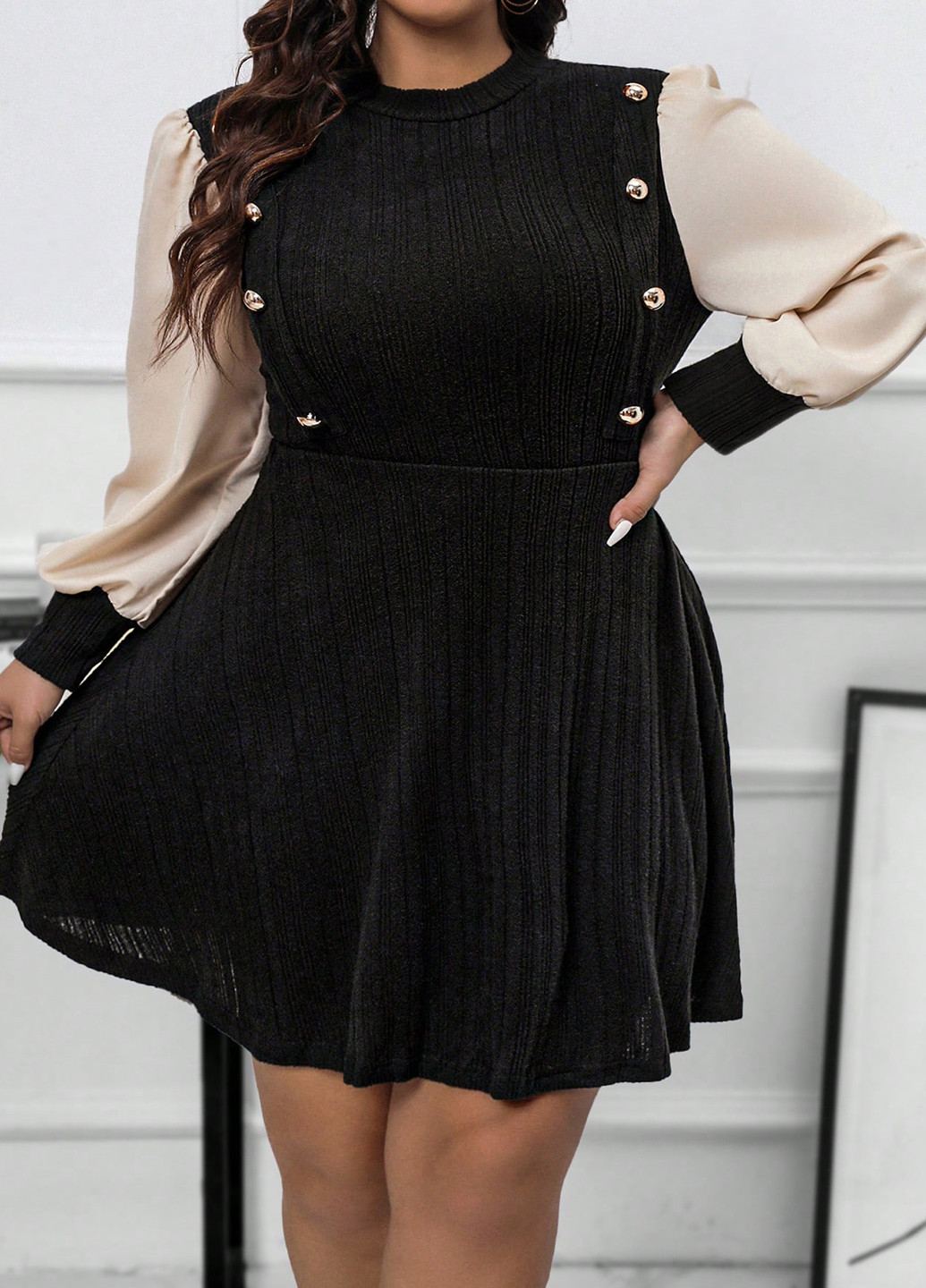 Комбінована кежуал сукня кльош SHEIN колор блок