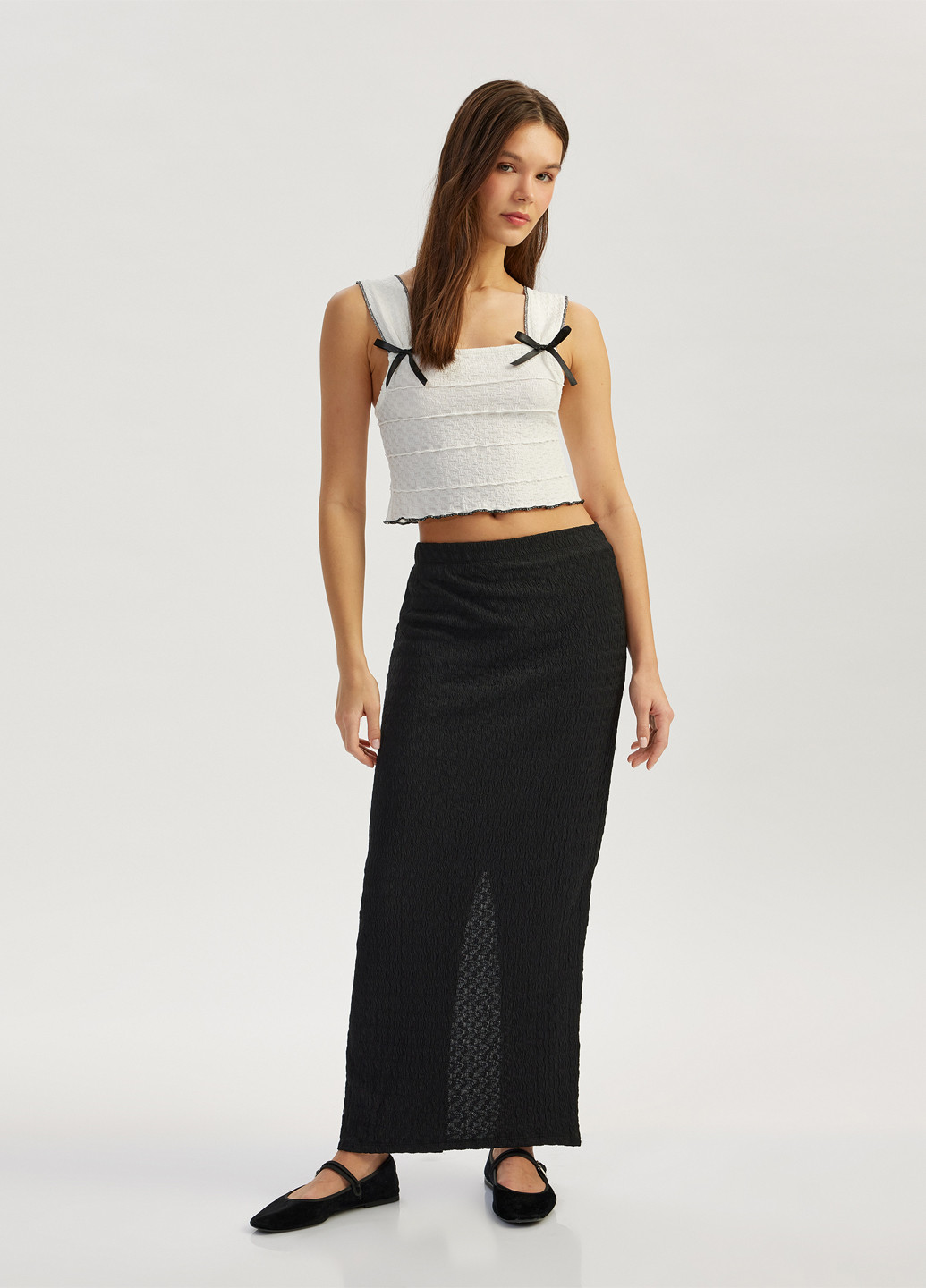 Черная кэжуал однотонная юбка KOTON