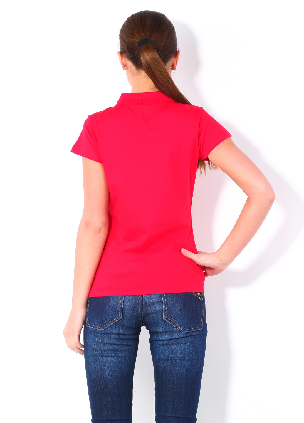 Красная женская футболка-поло Sol's однотонная