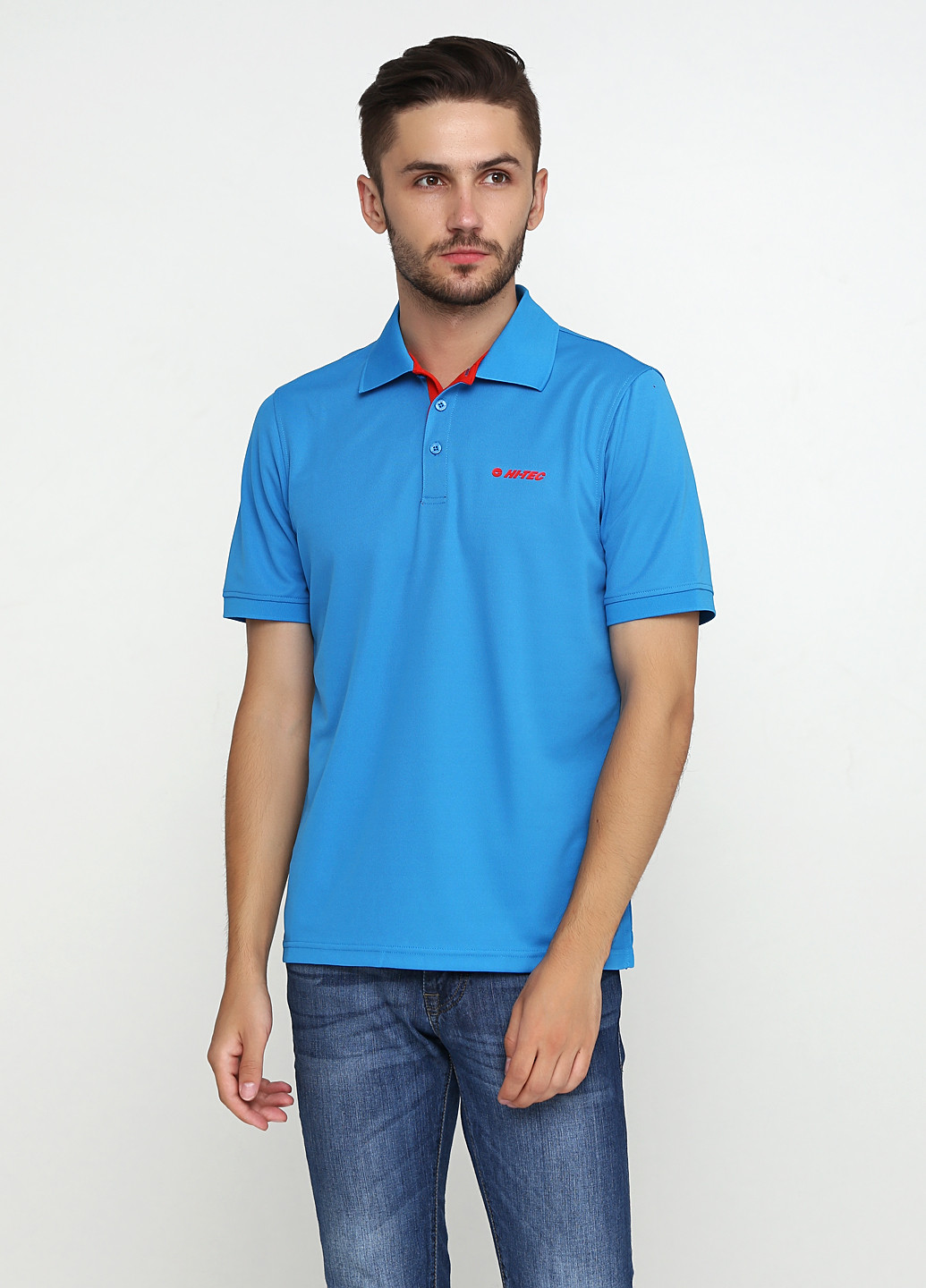 Голубой футболка-поло для мужчин Hi-Tec с надписью