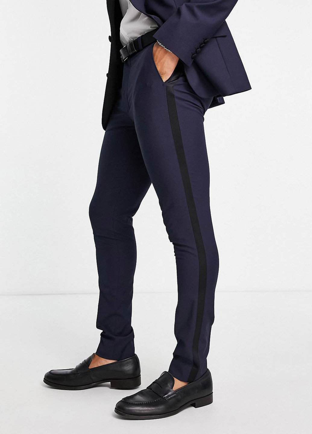 Темно-синие классические, кэжуал демисезонные зауженные брюки Asos