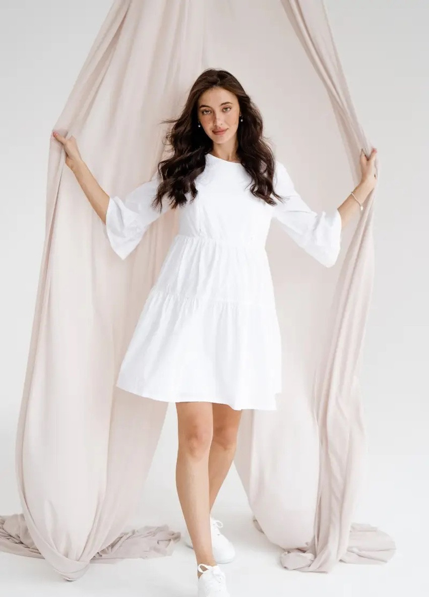 Білий кежуал сукня для вагітних і годуючих мам із секретом для годування To Be однотонна