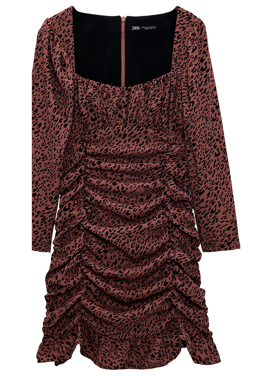Коричневое кэжуал платье Zara леопардовый