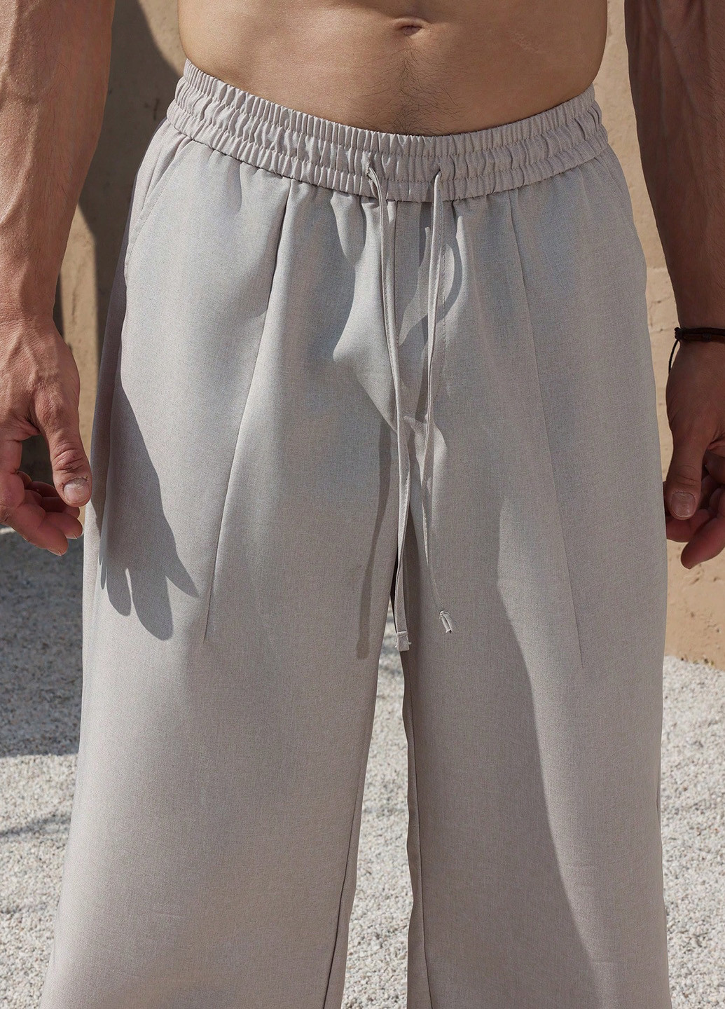 Серо-бежевые спортивные, кэжуал демисезонные прямые брюки SHEIN