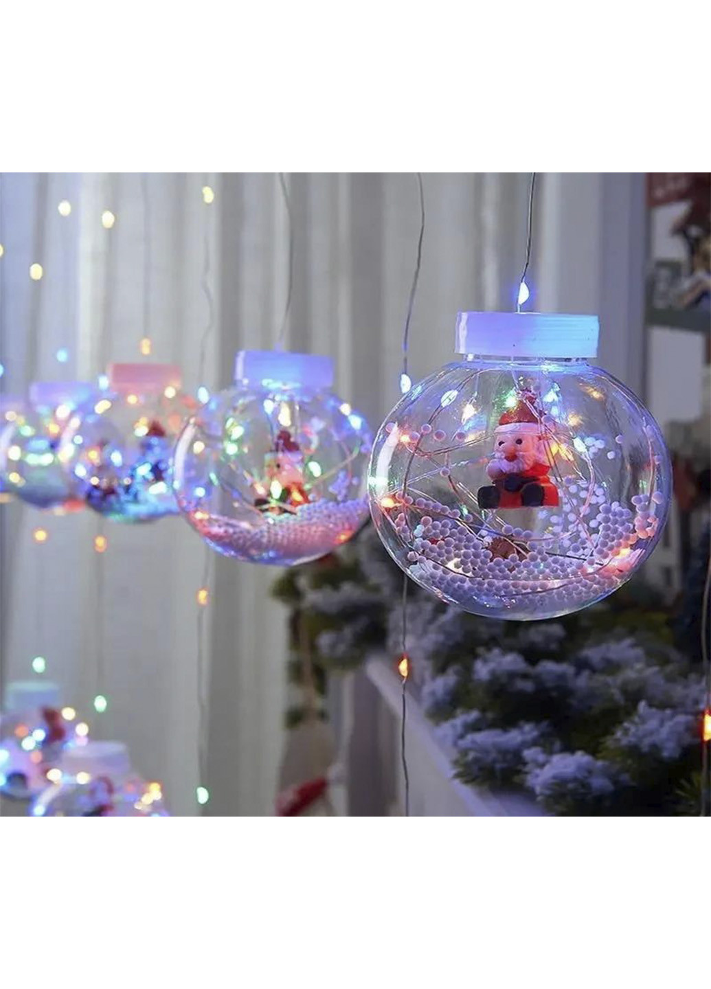 Гірлянда новорічна штора кульки з наповненням 200 Led 10 куль 3х0,7 м Good Idea біла