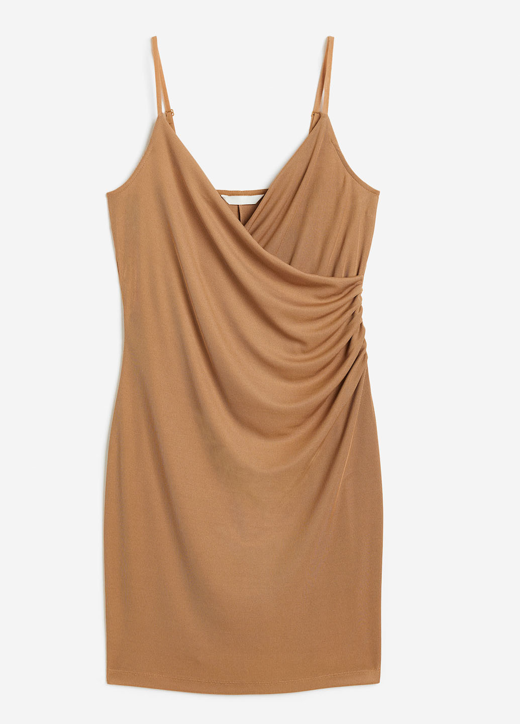 Светло-коричневое кэжуал платье на запах H&M однотонное