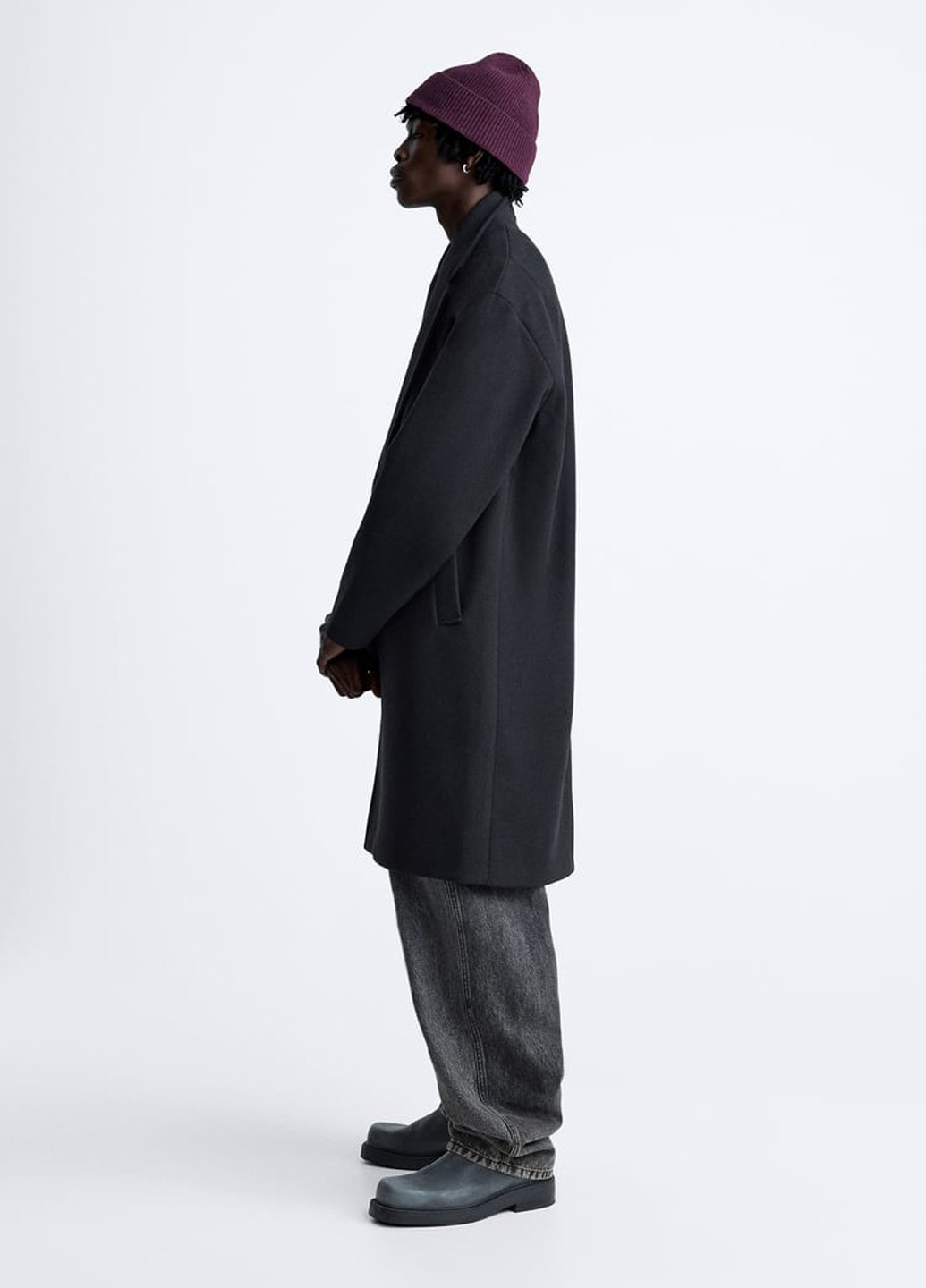Черное демисезонное Пальто однобортное Zara