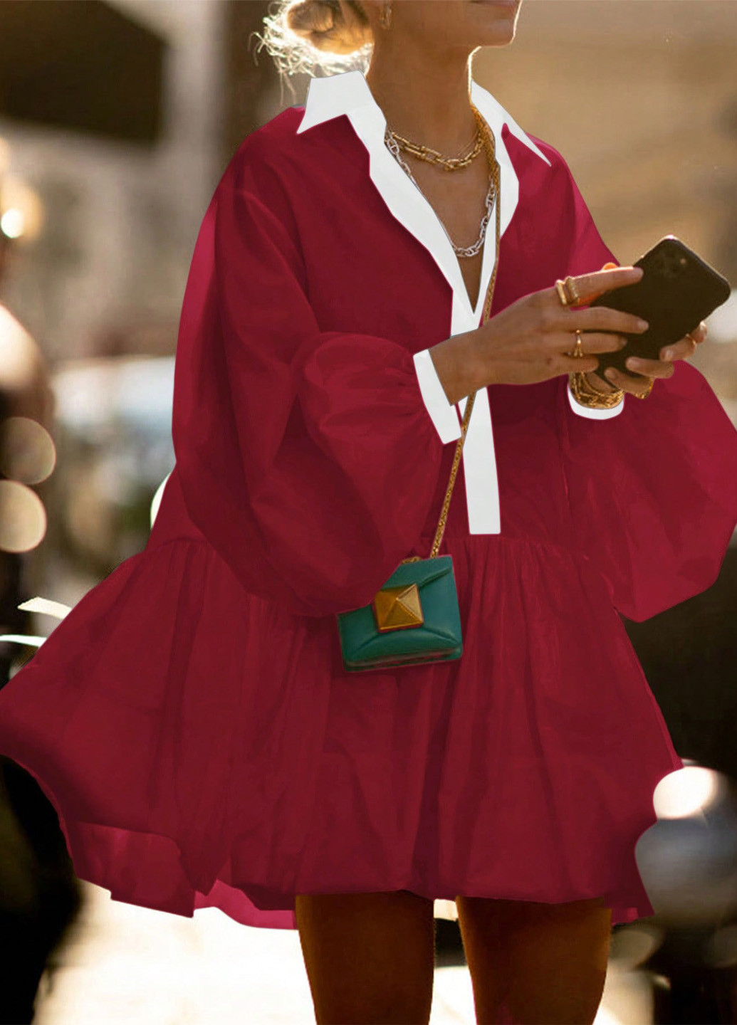 Червона кежуал сукня SHEIN однотонна