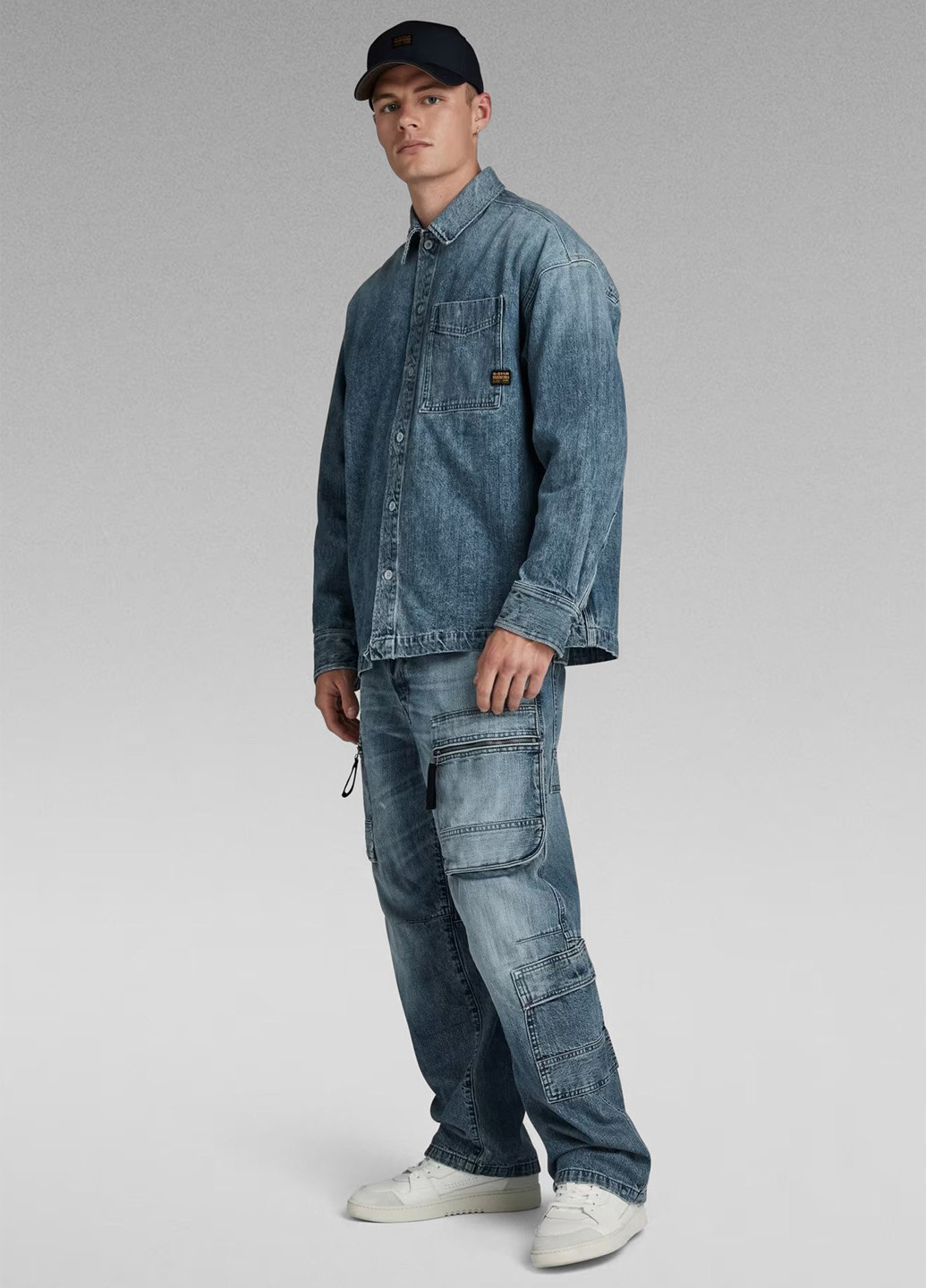 Синяя джинсовая рубашка однотонная G-Star Raw