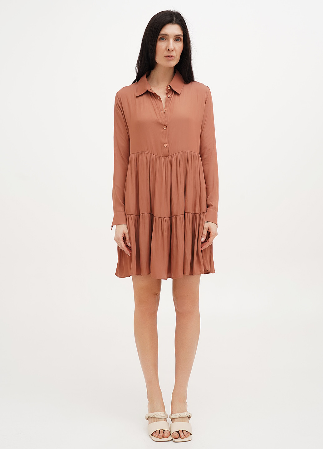 Коричнева кежуал сукня сукня-сорочка Vicolo однотонна