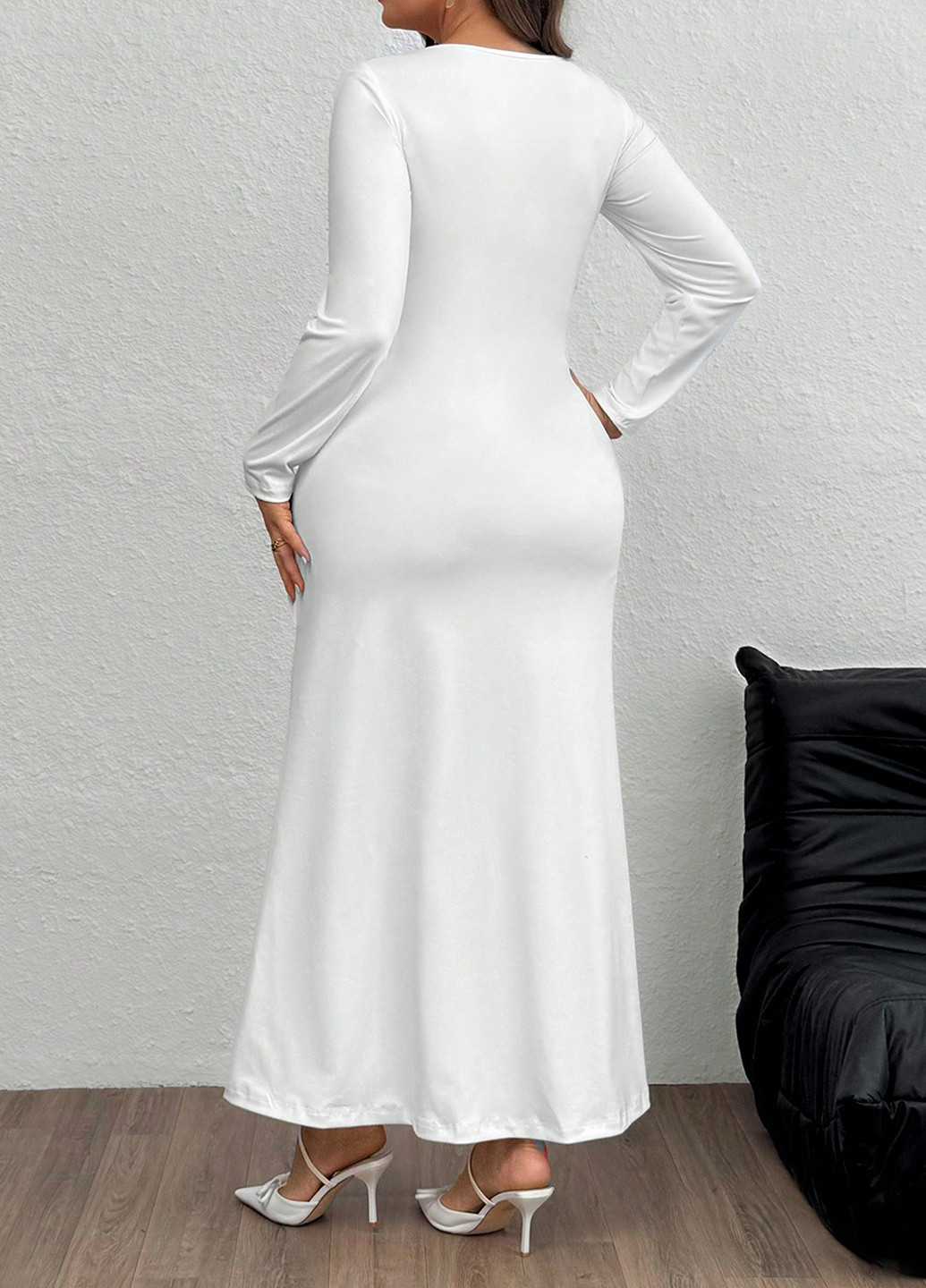 Белое вечернее платье годе SHEIN однотонное